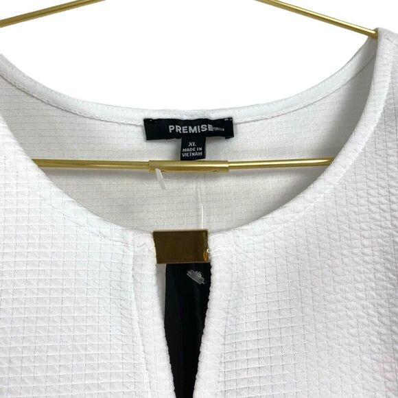 Premise Studio Womens Sleeveless Blouse White With Gold‎ Accent Size: XL 0048 - Picture 5 of 7